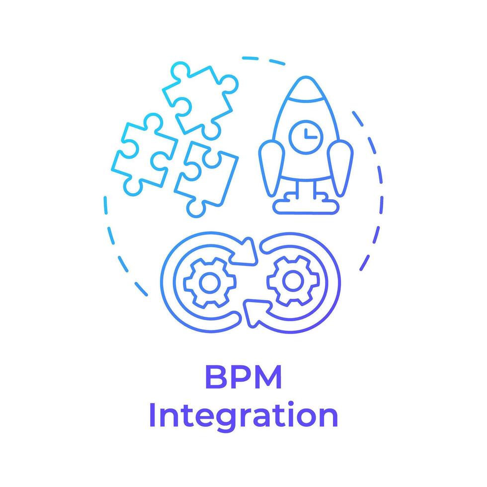 BPM integration blue gradient concept icon. Workflow streamline. Operational efficiency. Round shape line illustration. Abstract idea. Graphic design. Easy to use in infographic, article vector