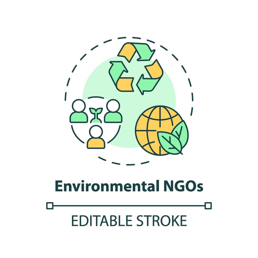 Environmental NGOs multi color concept icon. Non governmental organization. Climate action. Nature preservation. Round shape line illustration. Abstract idea. Graphic design. Easy to use in article vector