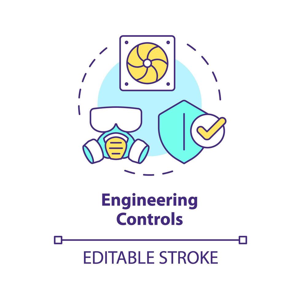 Engineering controls multi color concept icon. Personal protective equipment. Ventilation systems. Round shape line illustration. Abstract idea. Graphic design. Easy to use presentation, article vector