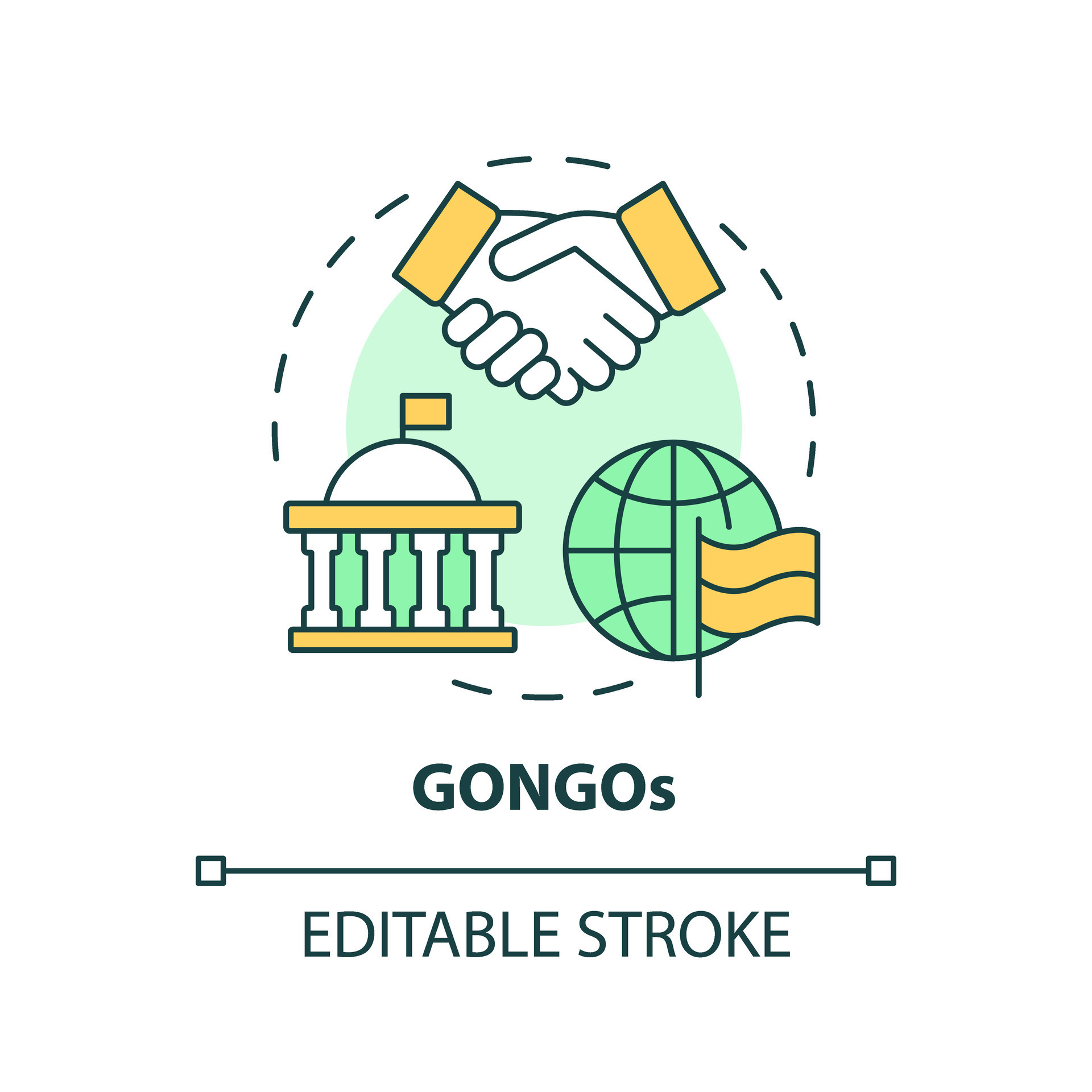 gongos multi color concepto icono. gobierno organizado ONG. estado patrocinado organizaciones