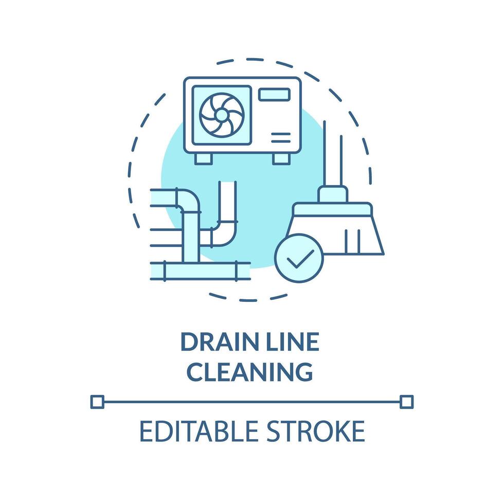 Drain line cleaning soft blue concept icon. Clearing condensate drain. HVAC preventive maintenance. Round shape line illustration. Abstract idea. Graphic design. Easy to use in promotional material vector