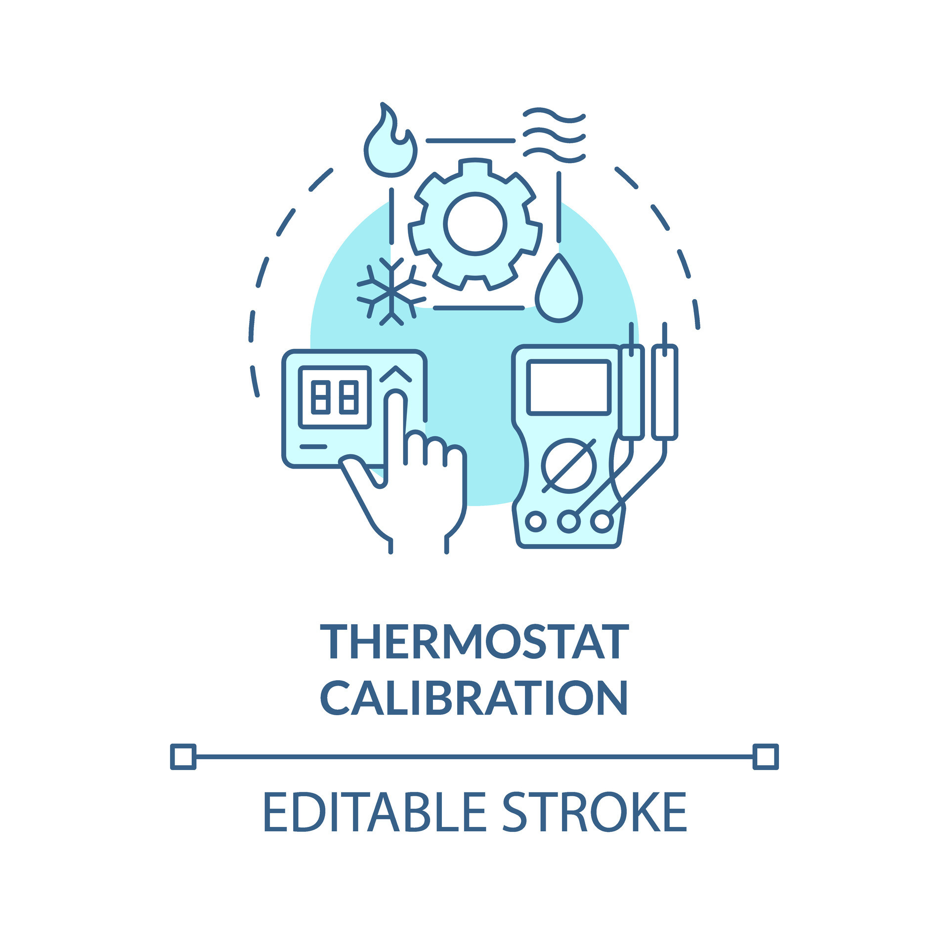 Thermostat calibration soft blue concept icon. Temperature control