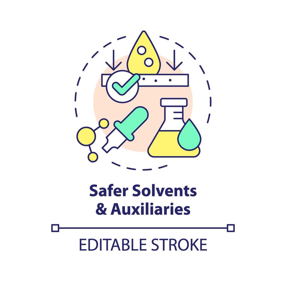 Safer solvents and auxiliaries multi color concept icon. Material safety, biodegradable materials. Round shape line illustration. Abstract idea. Graphic design. Easy to use presentation, article vector