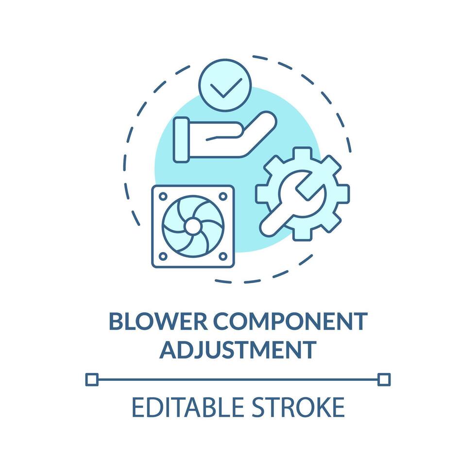 Blower component adjustment soft blue concept icon. Air circulation. System maintenance. Round shape line illustration. Abstract idea. Graphic design. Easy to use in promotional material vector