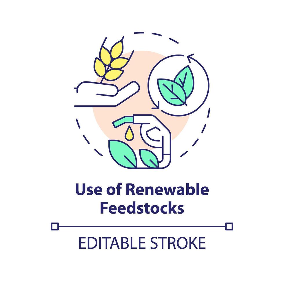 Renewable feedstocks use multi color concept icon. Sustainable resources. Regenerative materials. Round shape line illustration. Abstract idea. Graphic design. Easy to use presentation, article vector