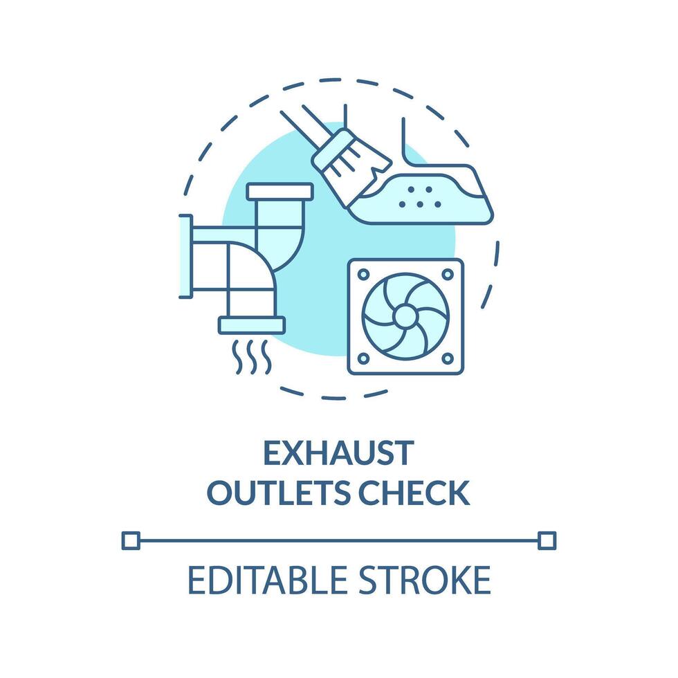 Exhaust outlets check soft blue concept icon. Examination of HVAC system. Dust removal. Round shape line illustration. Abstract idea. Graphic design. Easy to use in promotional material vector