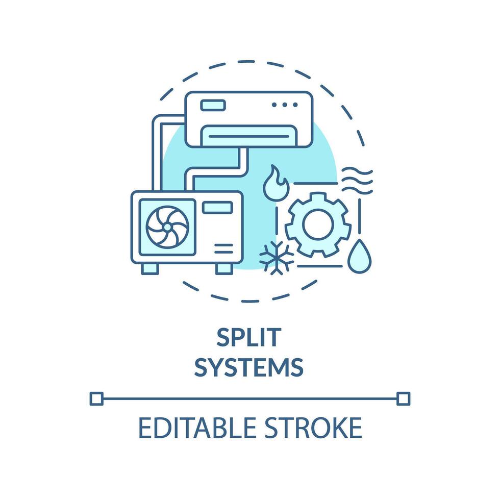 Split systems soft blue concept icon. Outdoor and indoor units. Climate control. HVAC services. Round shape line illustration. Abstract idea. Graphic design. Easy to use in promotional material vector