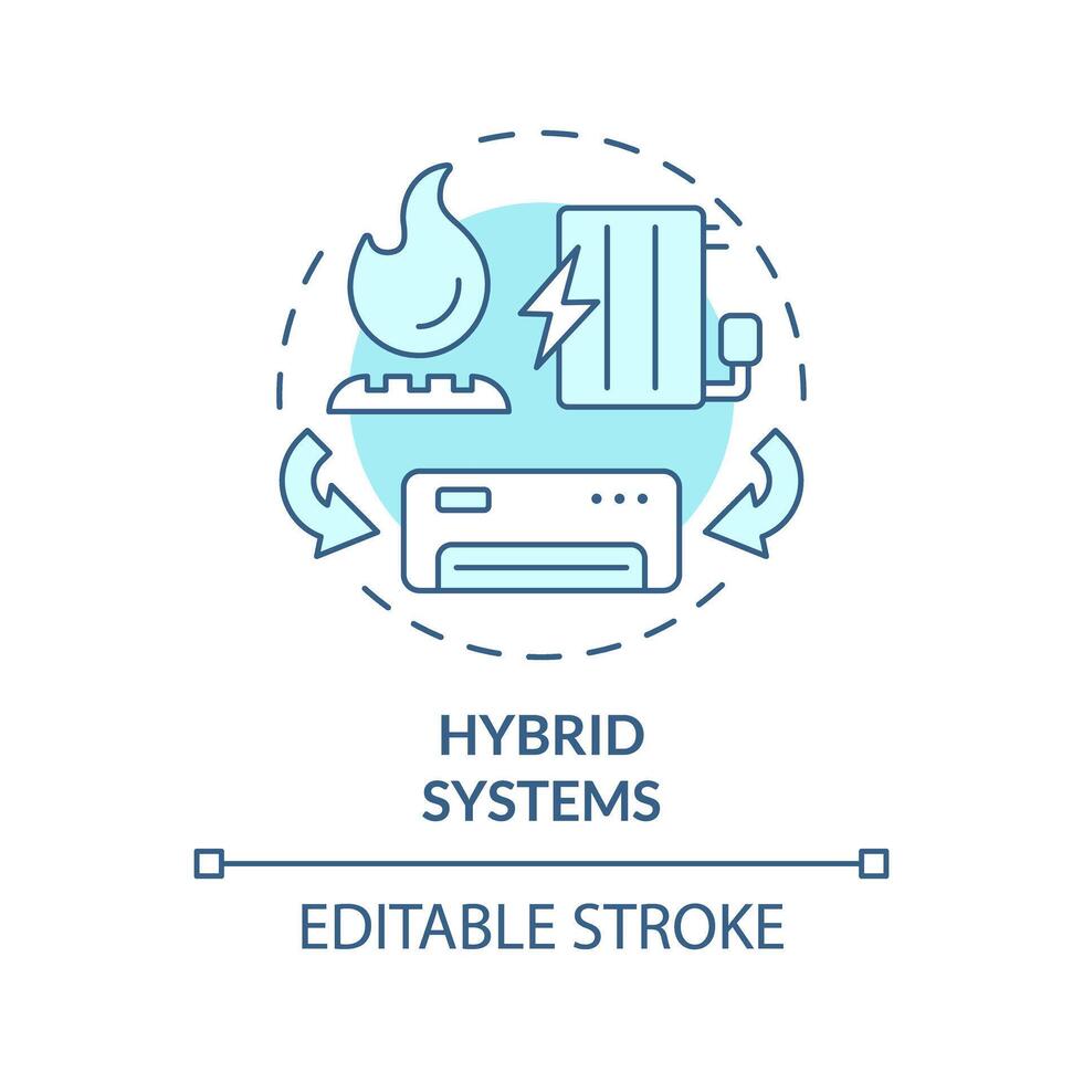 Hybrid systems soft blue concept icon. Dual fuel system. Type of HVAC. Heating solution. Round shape line illustration. Abstract idea. Graphic design. Easy to use in promotional material vector