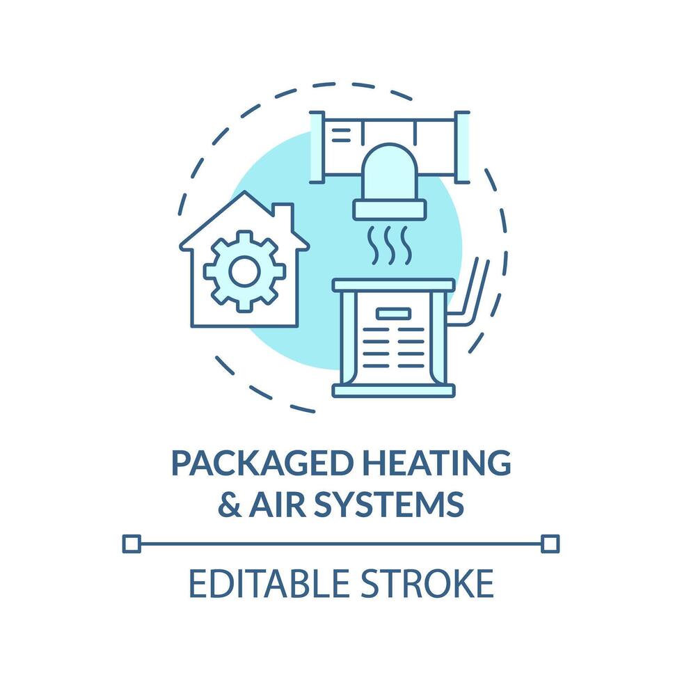 Packaged heating and air systems soft blue concept icon. Compact HVAC solution. Climate control. Round shape line illustration. Abstract idea. Graphic design. Easy to use in promotional material vector