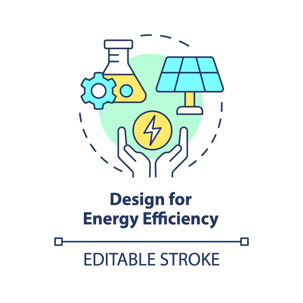 diseño para energía eficiencia multi color concepto icono. químico síntesis, sintético reacción. redondo forma línea ilustración. resumen idea. gráfico diseño. fácil a utilizar presentación, artículo vector