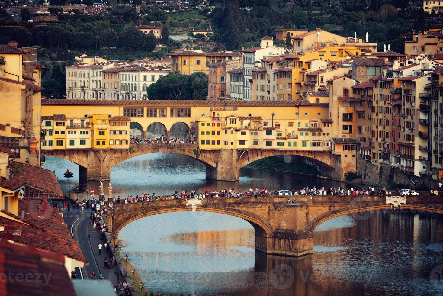 The Ponte Vecchio at sunset, in Florence. photo