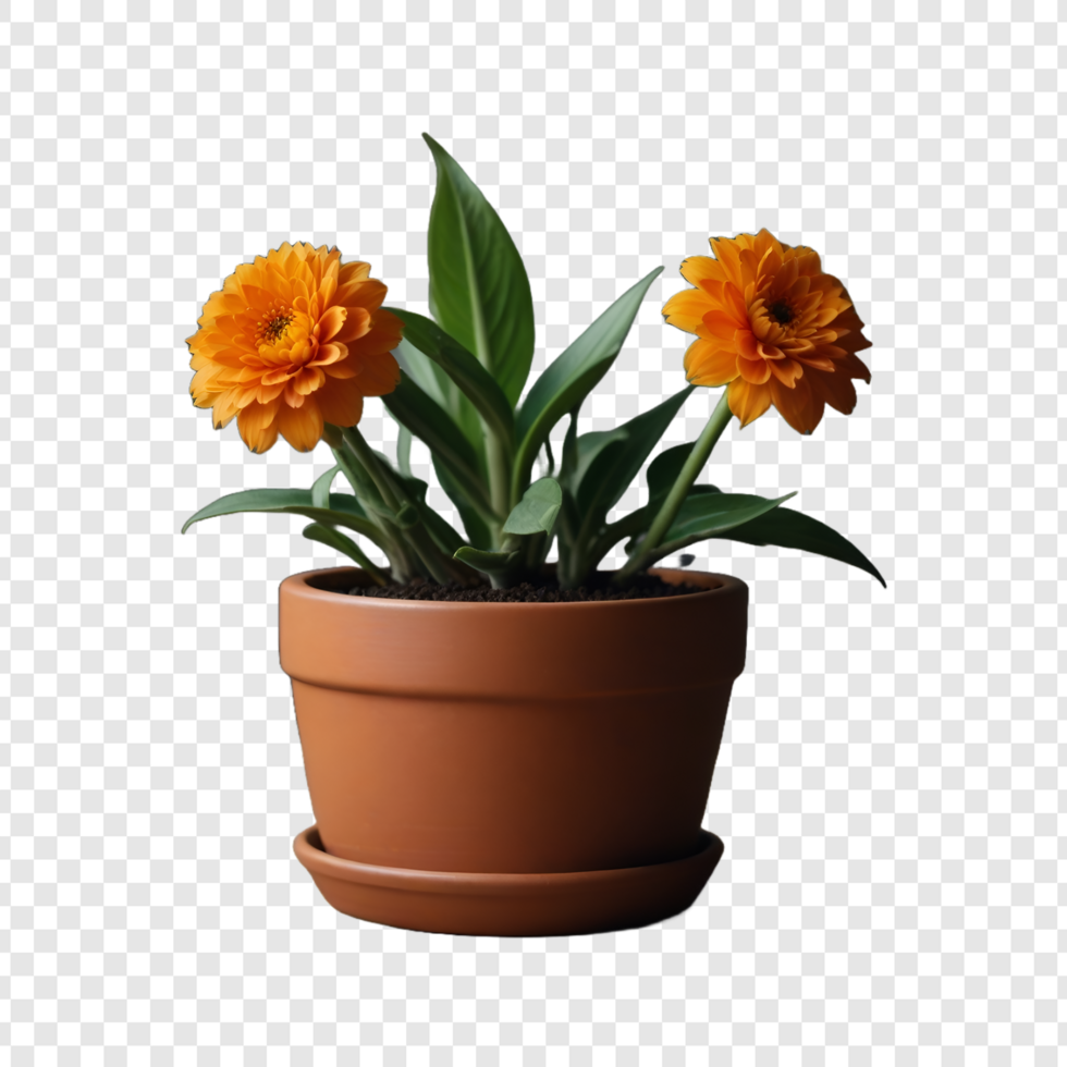 Plant pot flower isolated on transparent background psd
