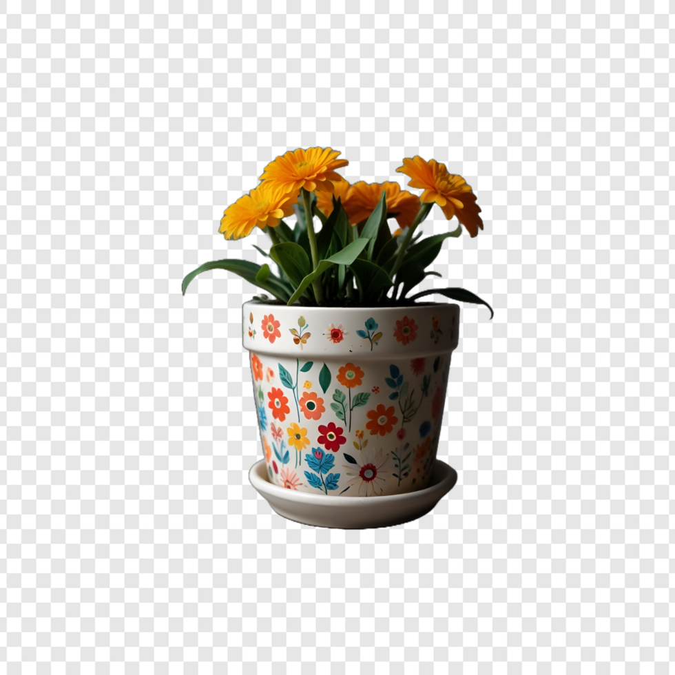 Plant pot flower isolated on transparent background psd