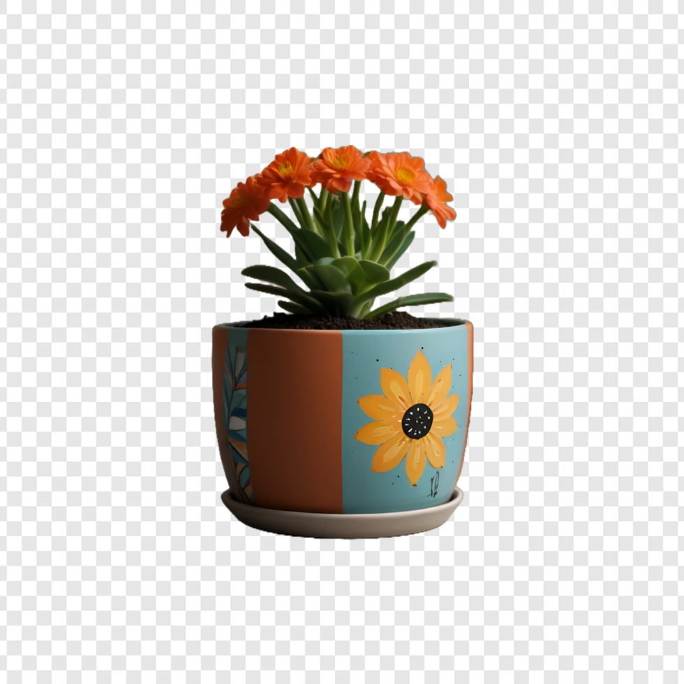 Plant pot flower isolated on transparent background psd