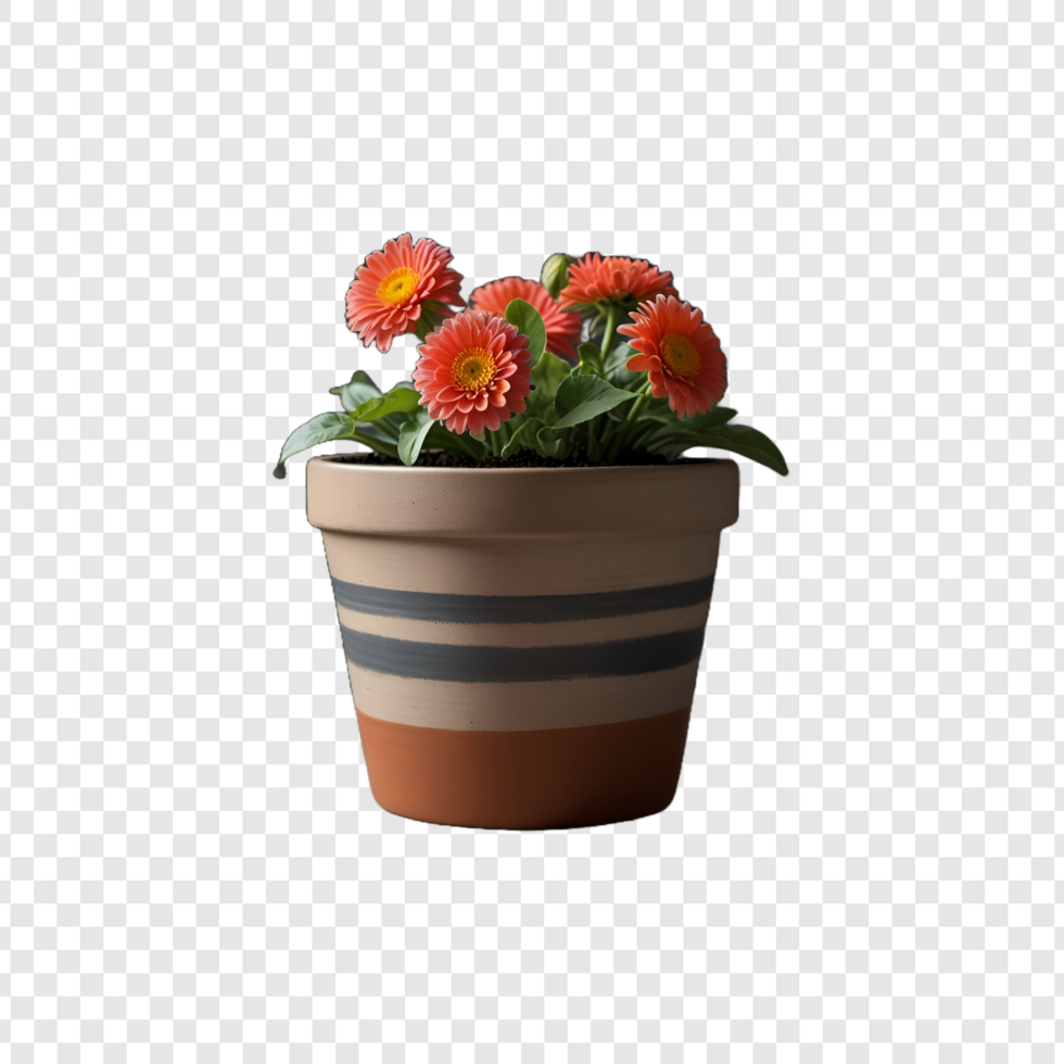 Plant pot flower isolated on transparent background psd