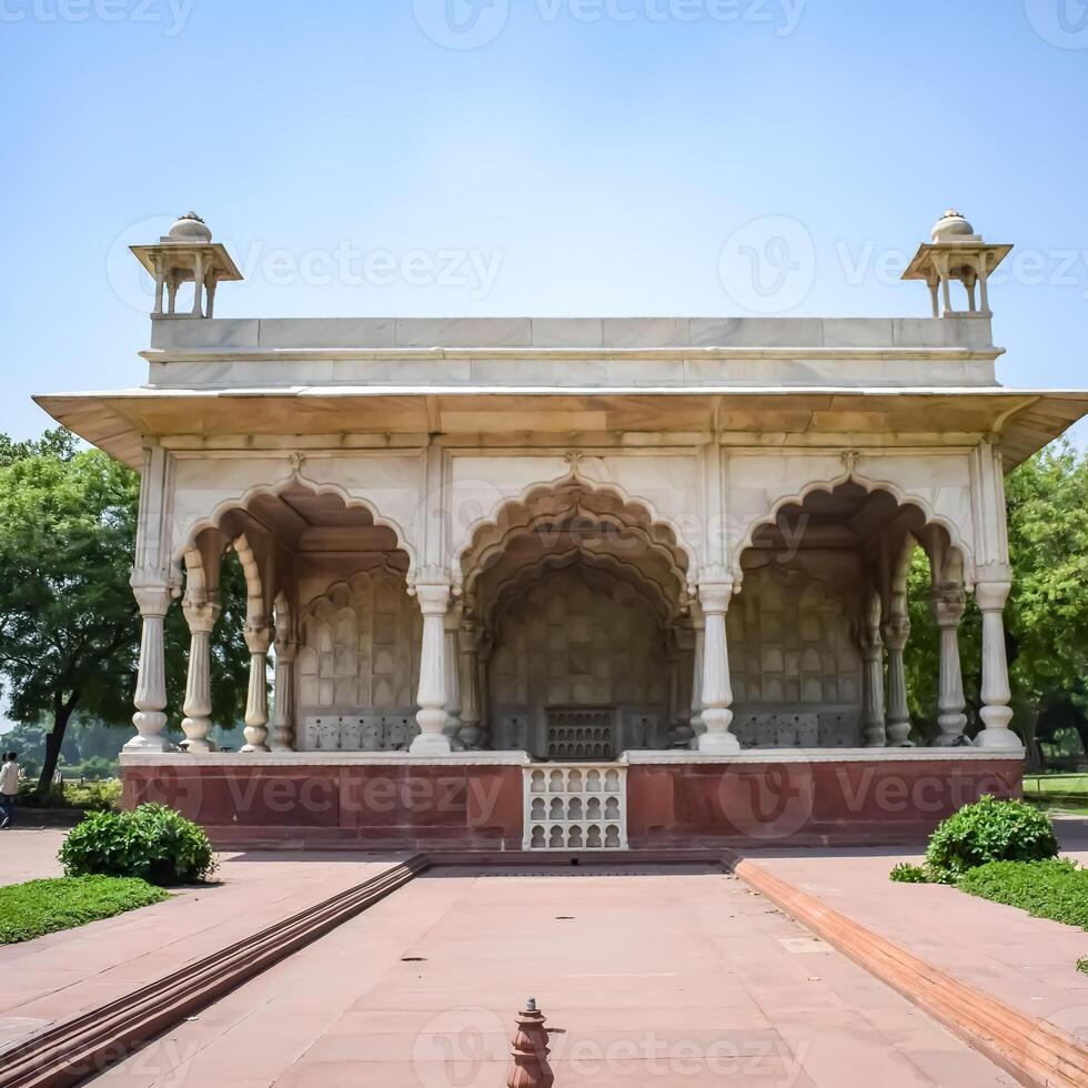 Architectural details of Lal Qila - Red Fort situated in Old Delhi, India, View inside Delhi Red Fort the famous Indian landmarks photo