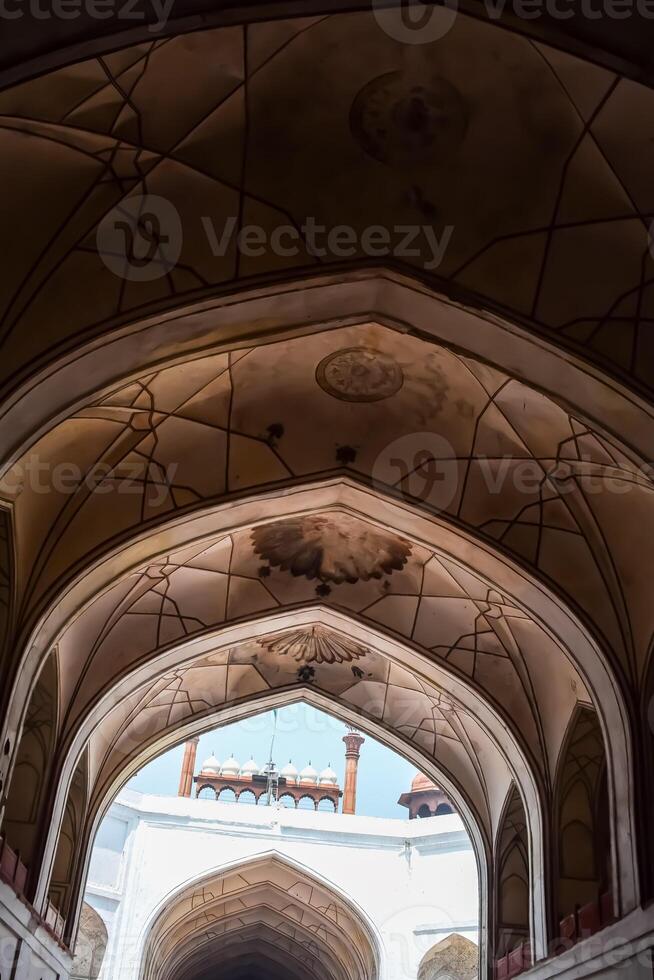 Architectural details of Lal Qila - Red Fort situated in Old Delhi, India, View inside Delhi Red Fort the famous Indian landmarks photo