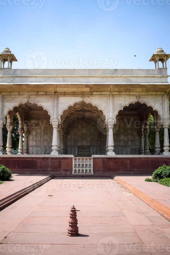 Architectural details of Lal Qila - Red Fort situated in Old Delhi, India, View inside Delhi Red Fort the famous Indian landmarks photo