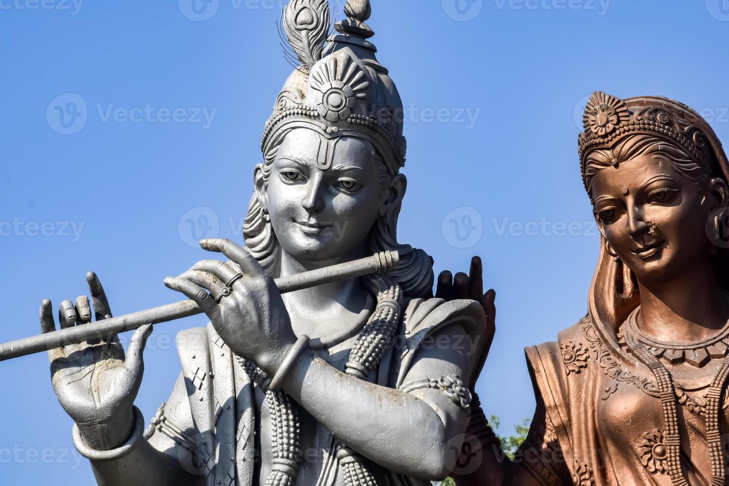 Big statue of Lord Radha Krishna near Delhi International airport, Delhi, India, Lord Krishna and Radha big statue touching sky at main highway Mahipalpur, Delhi photo