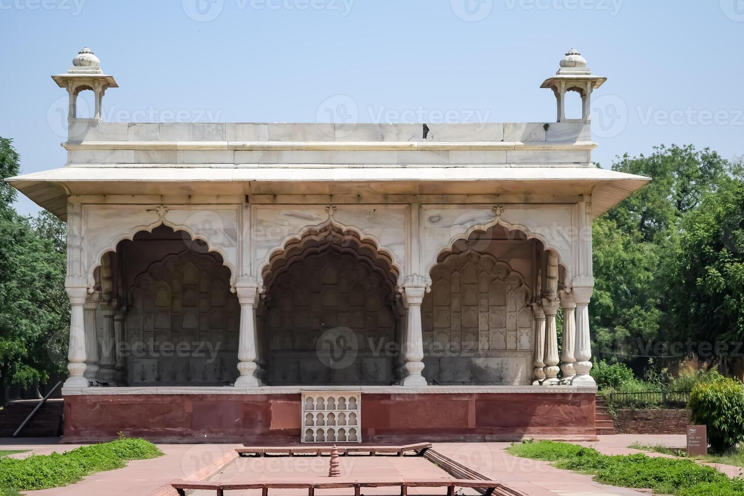 Architectural details of Lal Qila - Red Fort situated in Old Delhi, India, View inside Delhi Red Fort the famous Indian landmarks photo
