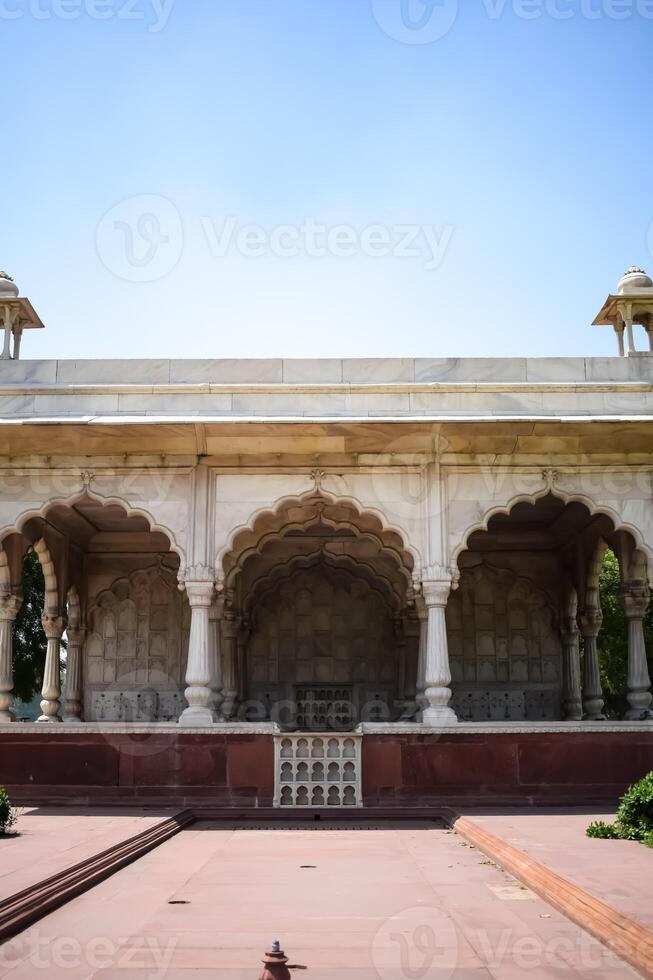 Architectural details of Lal Qila - Red Fort situated in Old Delhi, India, View inside Delhi Red Fort the famous Indian landmarks photo