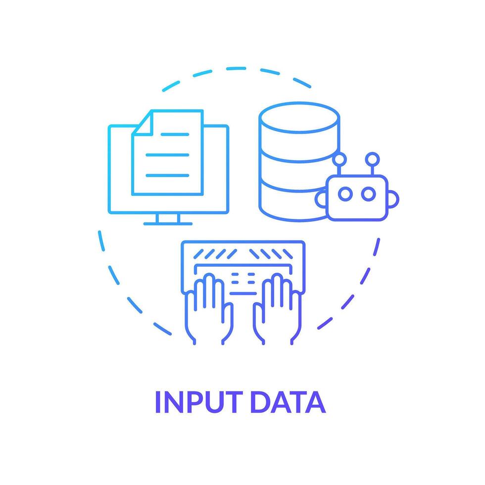 Input data blue gradient concept icon. Key element of prompt. Specific information for chatbot. Data entry. Round shape line illustration. Abstract idea. Graphic design. Easy to use in article vector