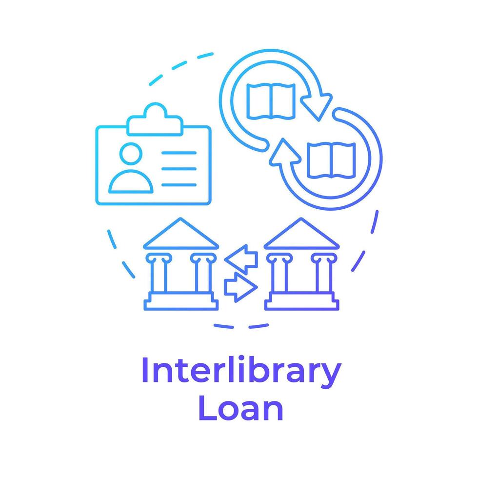 Interlibrary loan blue gradient concept icon. Book circulation, customer service. Library systems. Round shape line illustration. Abstract idea. Graphic design. Easy to use in infographic, blog post vector