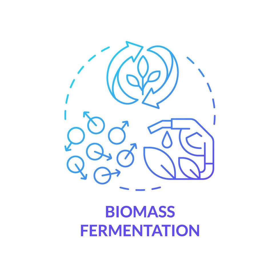 biomasa fermentación azul degradado concepto icono. biotecnológico proceso, alternativa proteinas redondo forma línea ilustración. resumen idea. gráfico diseño. fácil a utilizar en artículo, Blog enviar vector