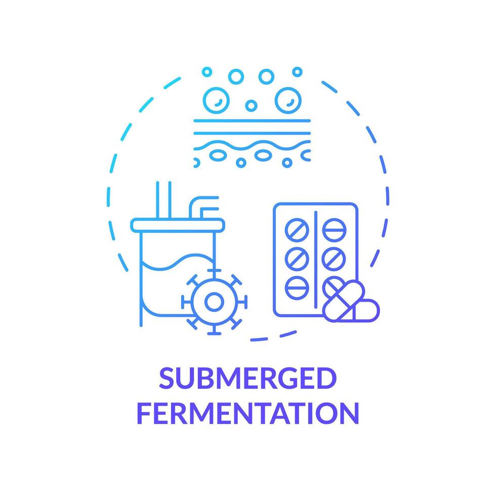 Submerged fermentation blue gradient concept icon. Pharmaceutical industry. Biotechnological cultivation. Round shape line illustration. Abstract idea. Graphic design. Easy to use in article vector