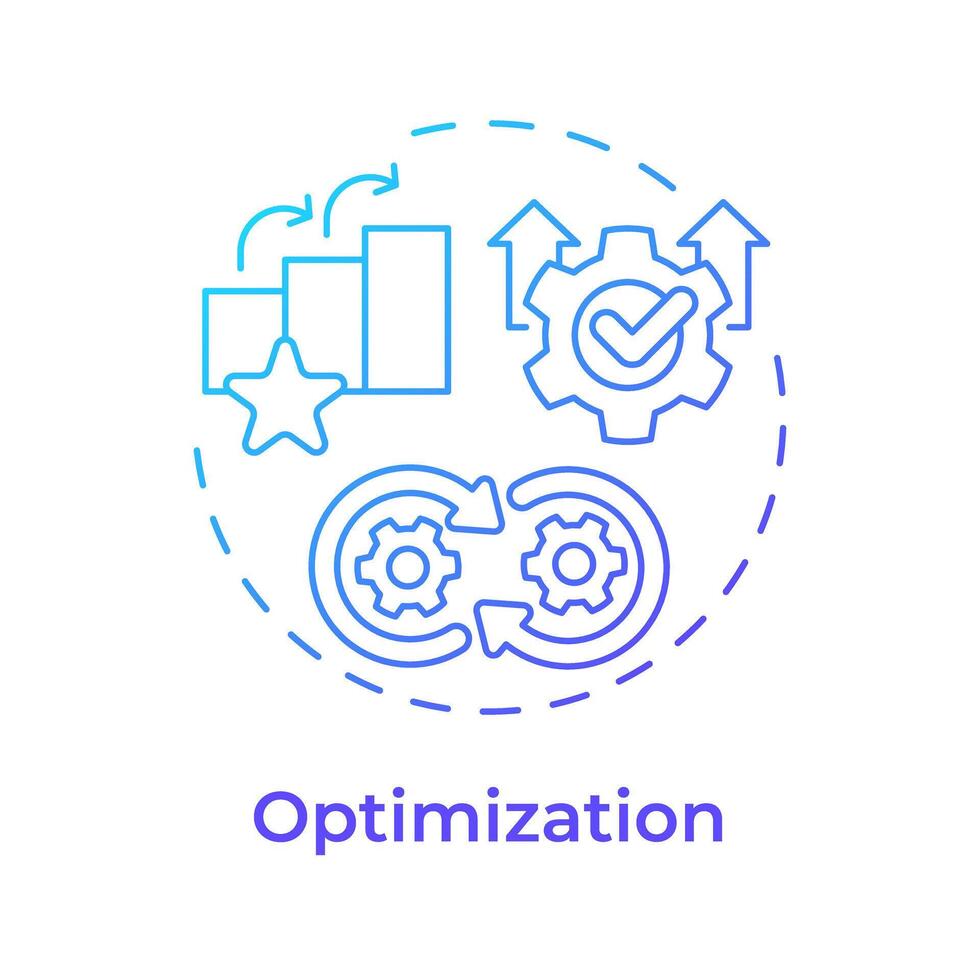 Business process management optimization blue gradient concept icon. Process analysis, operational efficiency. Round shape line illustration. Abstract idea. Graphic design. Easy to use in infographic vector
