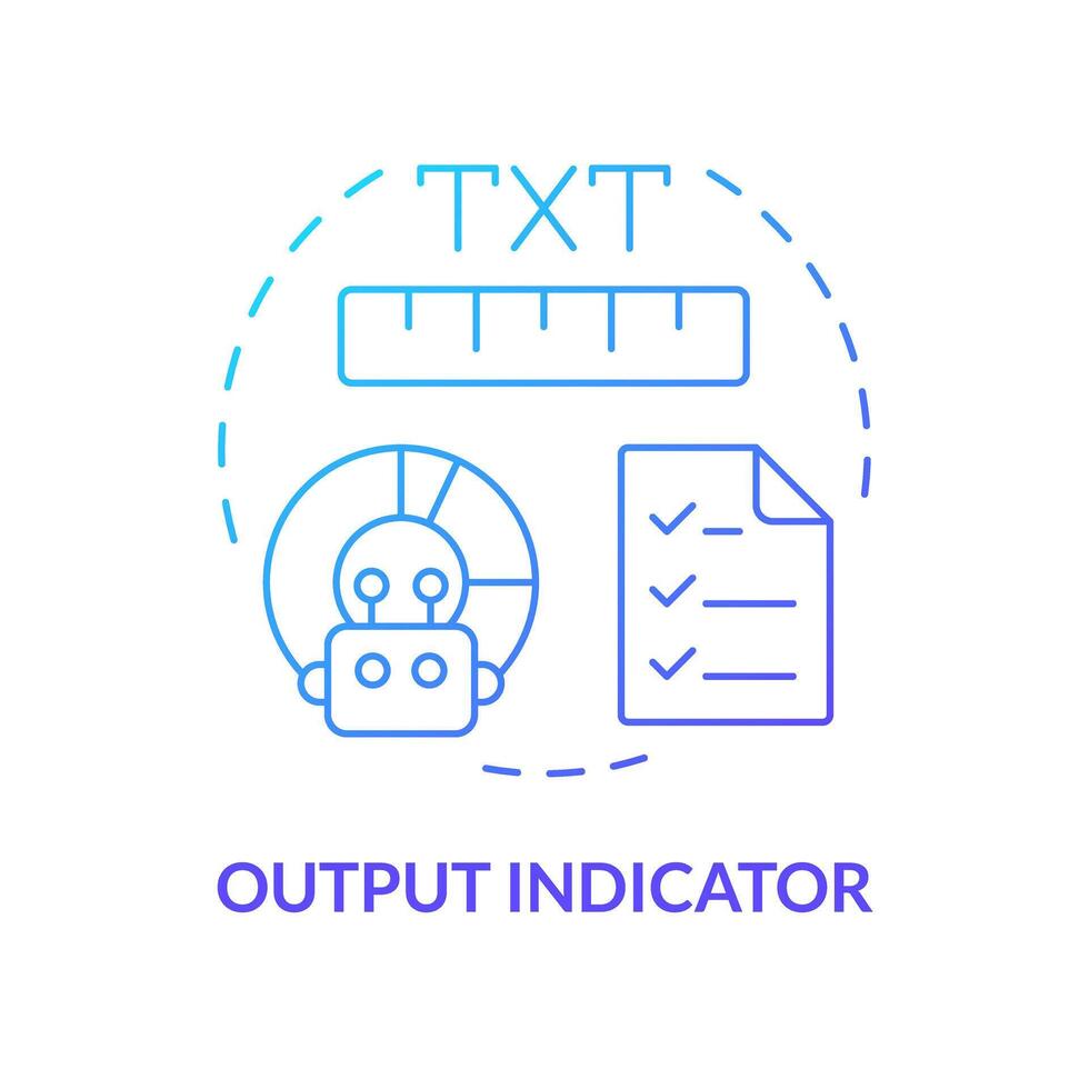 Output indicator blue gradient concept icon. Key element of prompt. Type and format of response. Chatbot answer. Round shape line illustration. Abstract idea. Graphic design. Easy to use in article vector