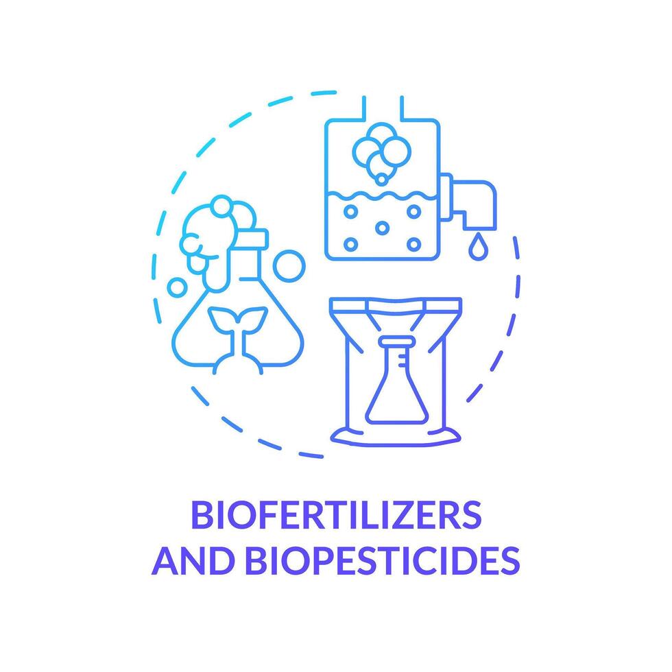 Biofertilizers and biopesticides blue gradient concept icon. Agriculture cultivation conditions. Crop improvement. Round shape line illustration. Abstract idea. Graphic design. Easy to use in article vector