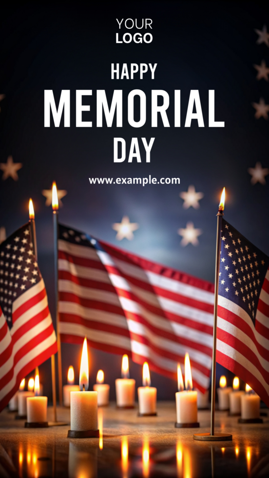 A poster for Memorial Day with a patriotic theme psd