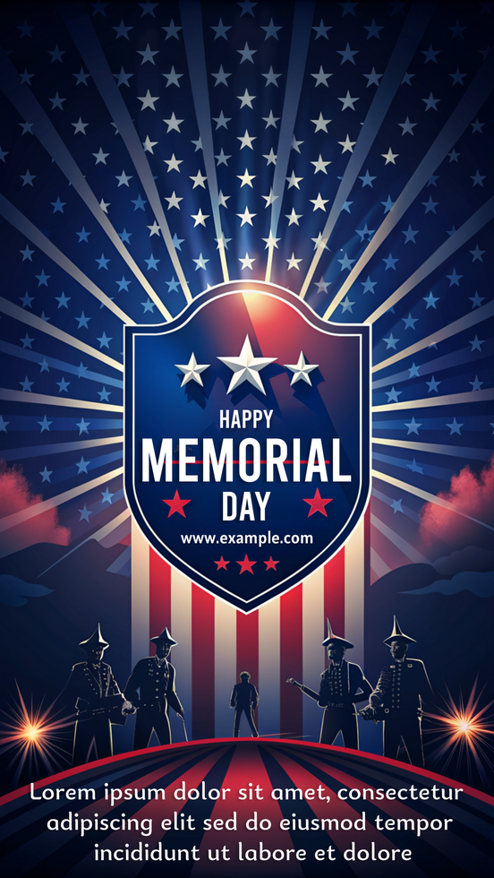 A poster for Honored Memorial Day with a patriotic theme psd