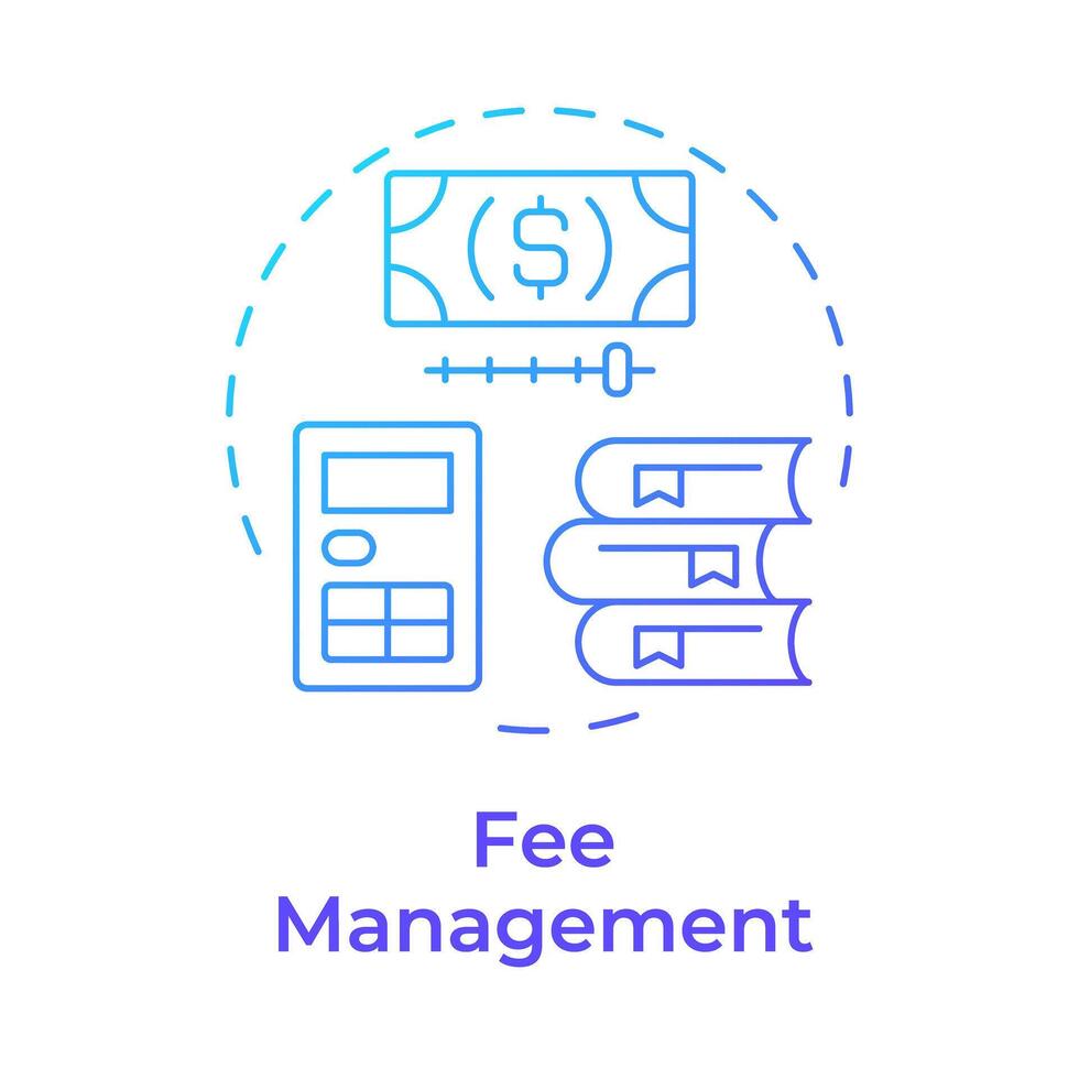 Fee management blue gradient concept icon. Finance accounting. Library service, tax expenses. Round shape line illustration. Abstract idea. Graphic design. Easy to use in infographic, blog post vector