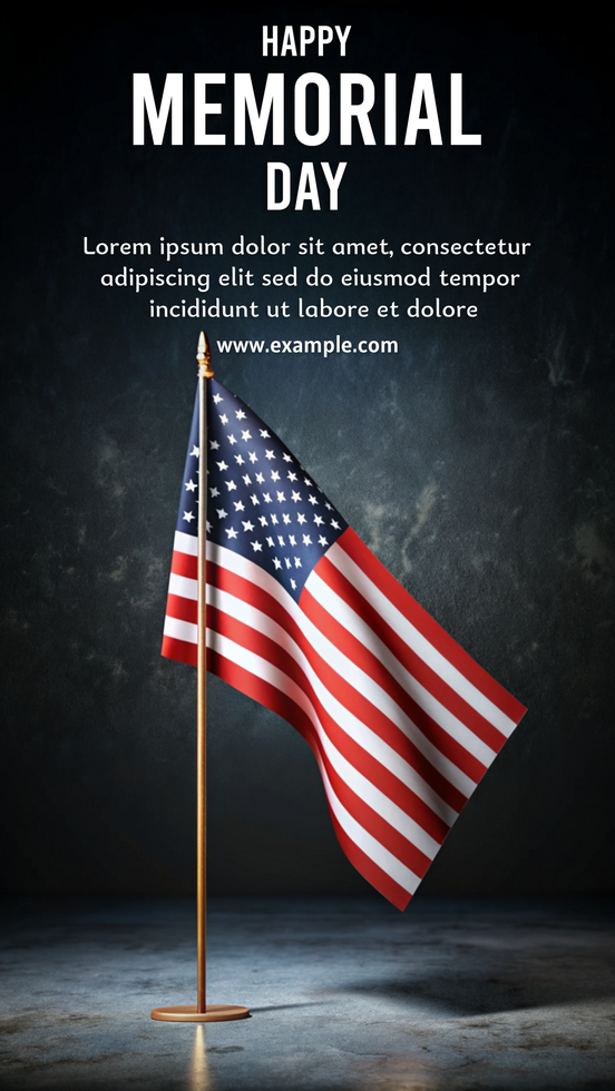 A patriotic poster Memorial Day featuring a flag psd