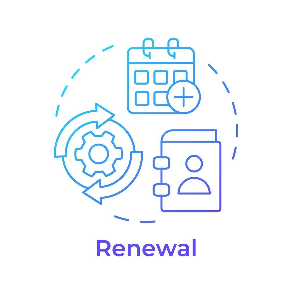Renewal blue gradient concept icon. Borrowing period, book circulation. Customer service. Round shape line illustration. Abstract idea. Graphic design. Easy to use in infographic, blog post vector