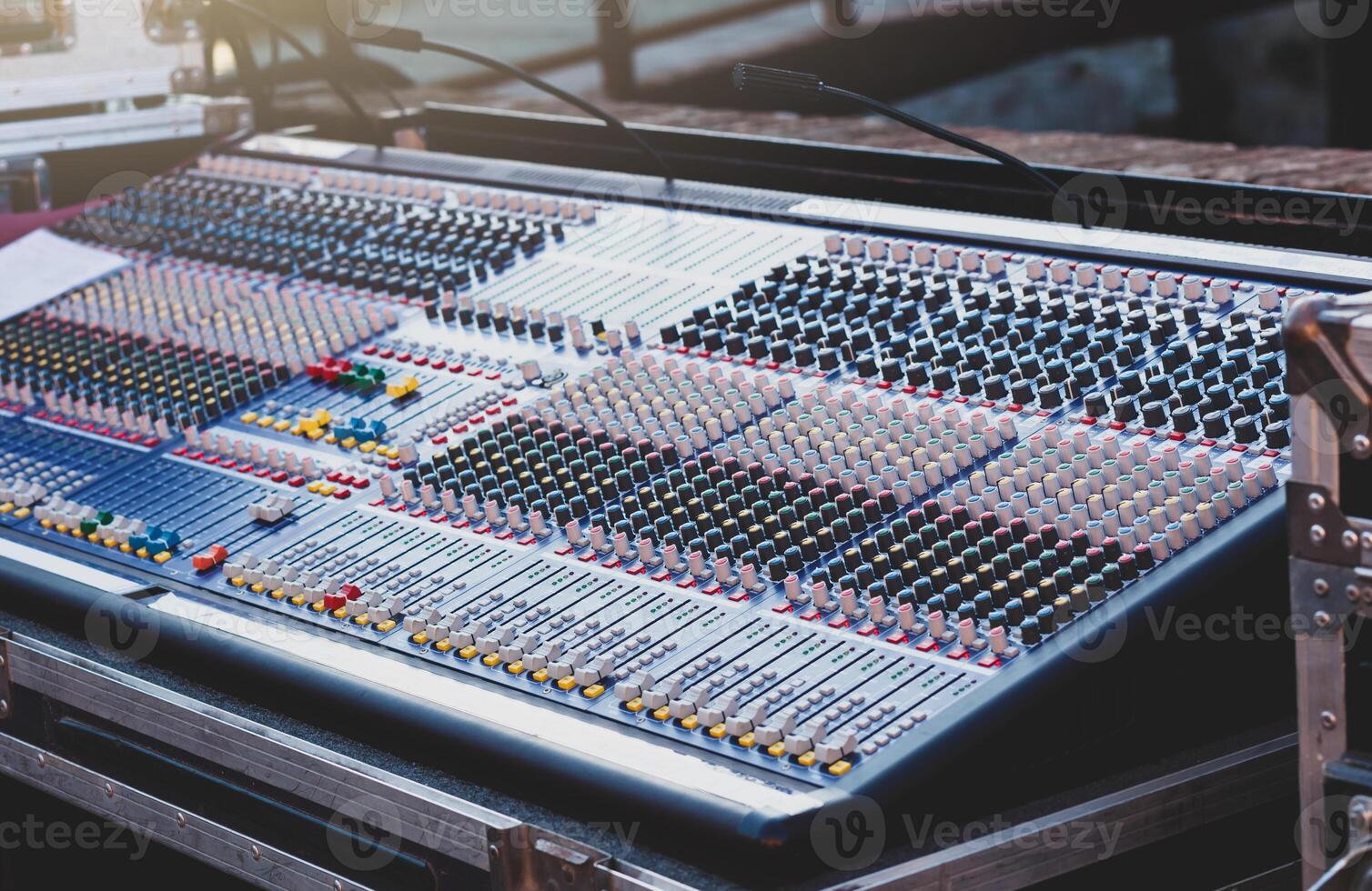 Mixer for editing sound on channels. photo