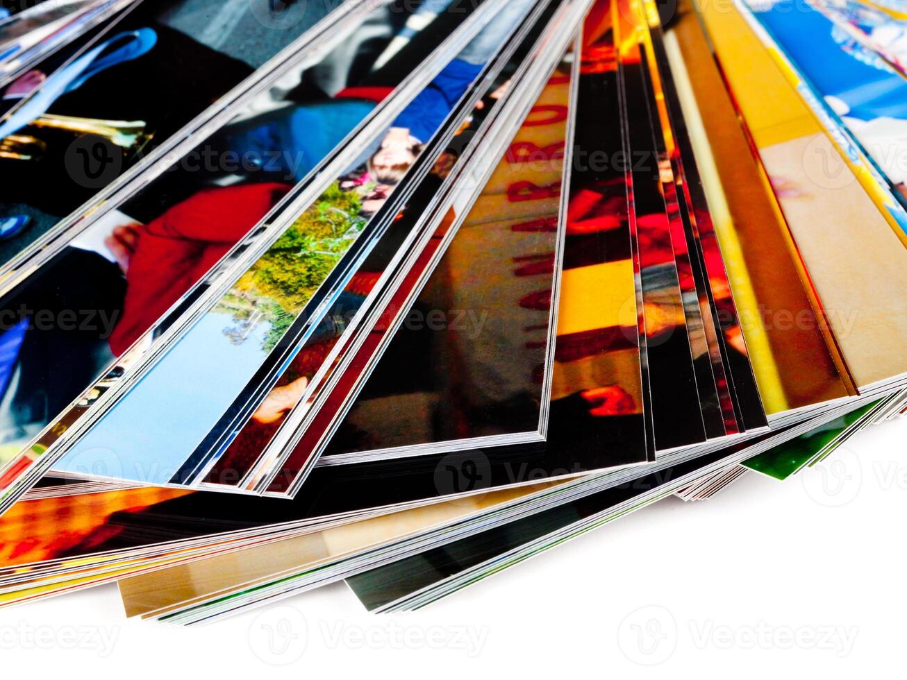 Stack of the photos, isolated on a white background photo