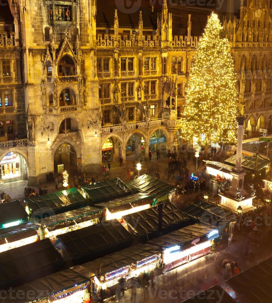 Aerial image of Munich with Christmas Market photo