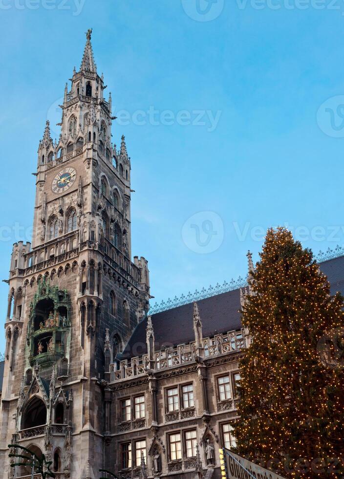 The Marienplatz in Munich with tree christmas photo