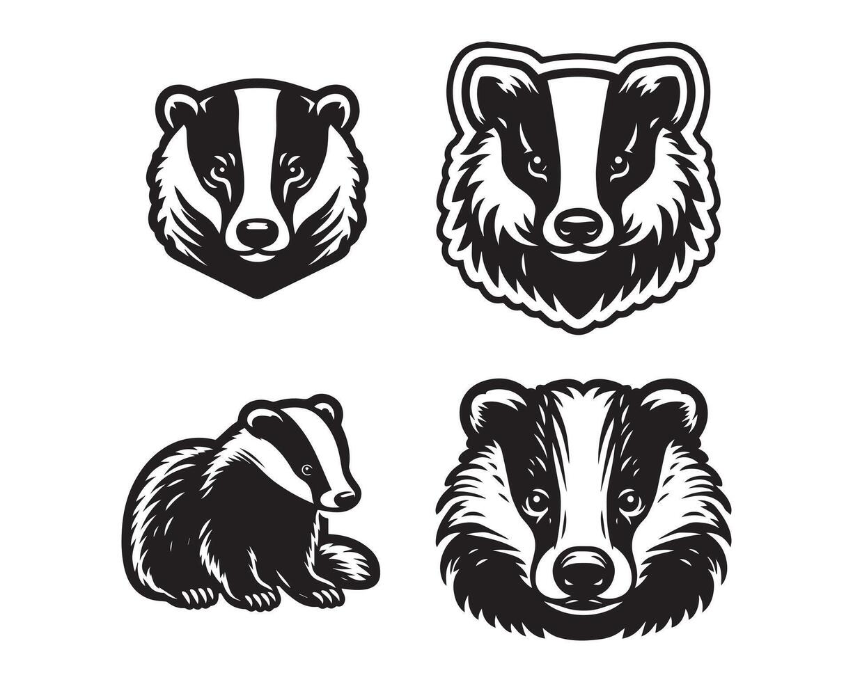 badger silhouette icon graphic logo design vector