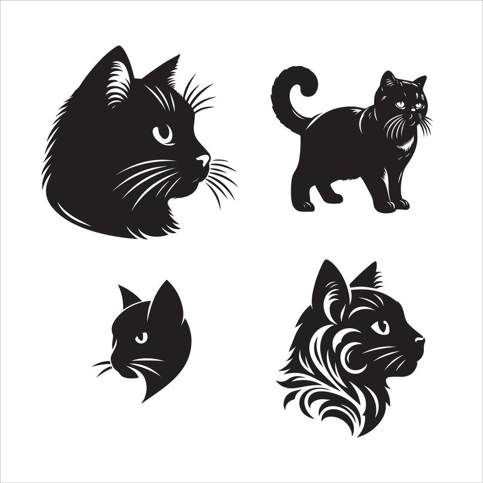 gato silueta icono gráfico logo diseño vector