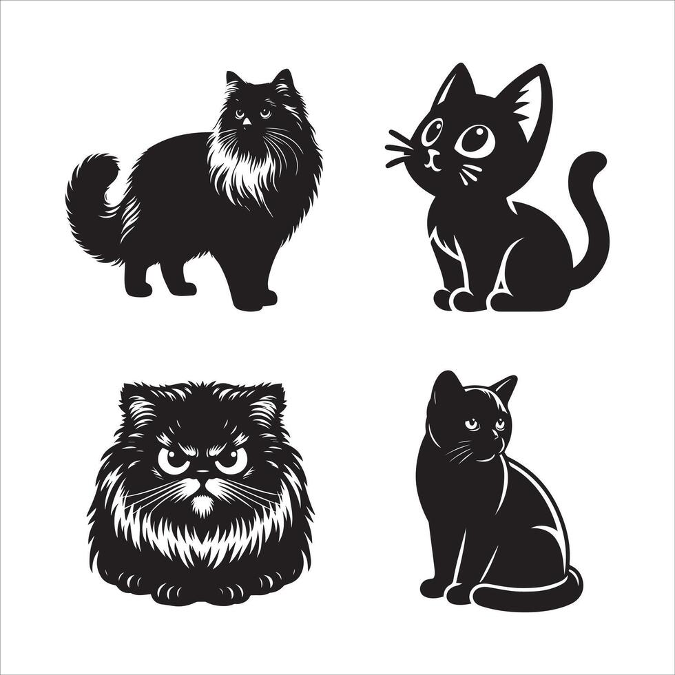 cat silhouette icon graphic logo design vector