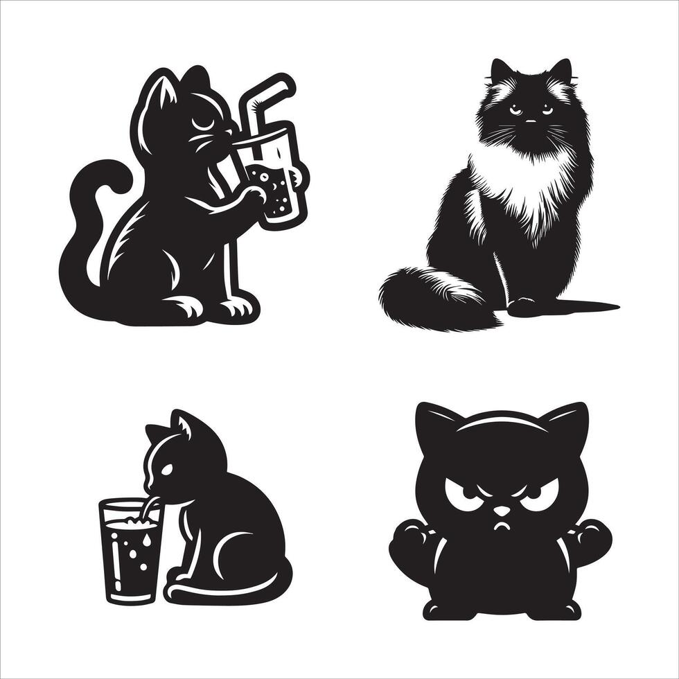 gato silueta icono gráfico logo diseño vector