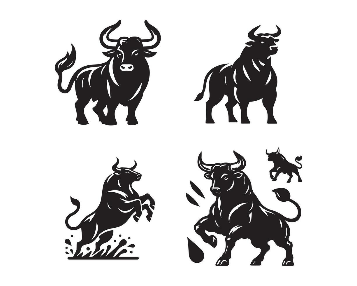 bull silhouette icon graphic logo design vector