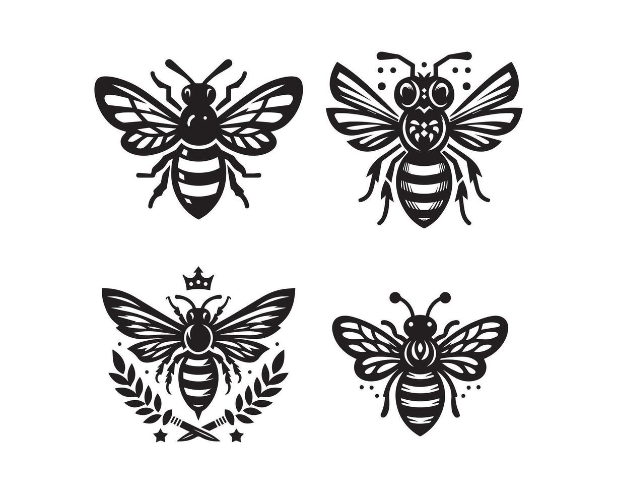 bee silhouette icon graphic logo design vector