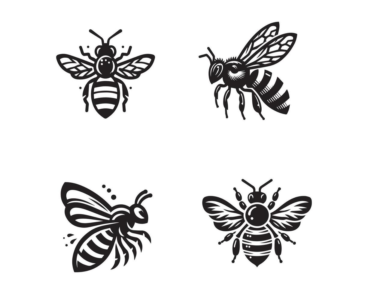 bee silhouette icon graphic logo design vector