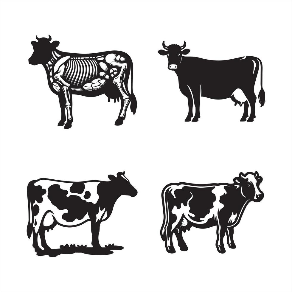 vaca silueta icono gráfico logo diseño vector