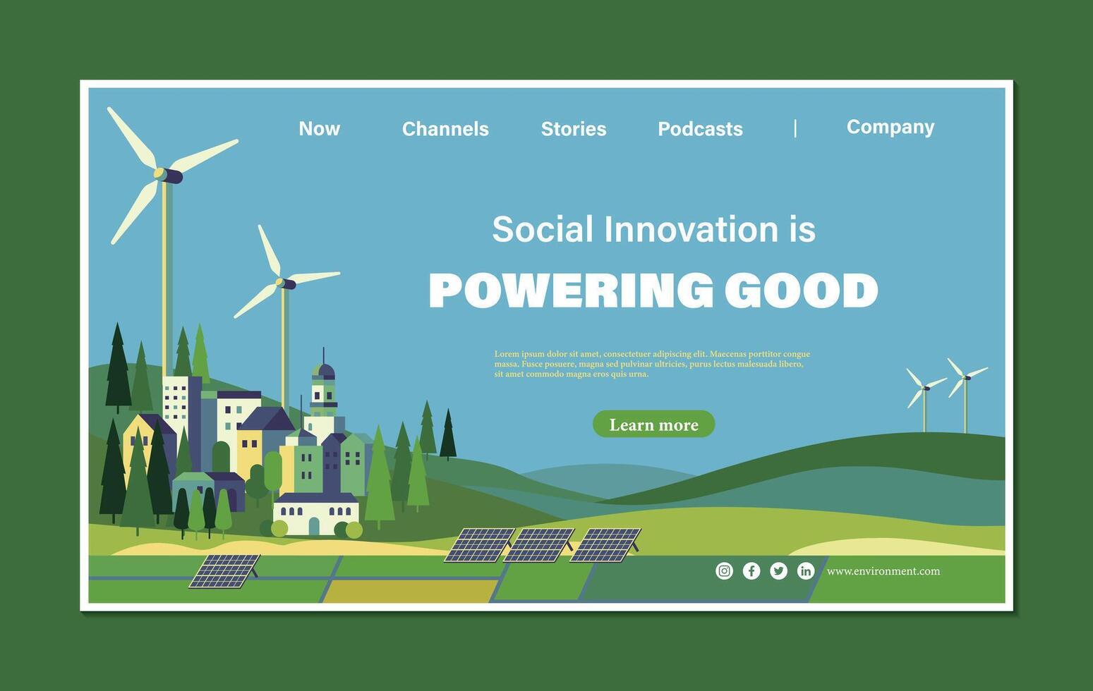 eco and green energy concept urban landscape landing page template vector